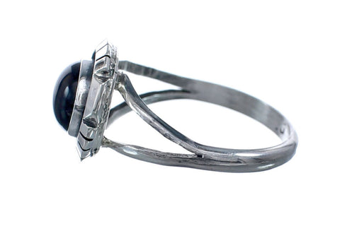 Onyx Sterling Silver Native American Ring Size 6-1/2 AX127863