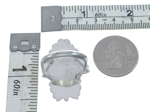 Genuine Sterling Silver Navajo Opal Inlay Leaf Ring Size 8-3/4 AX127708