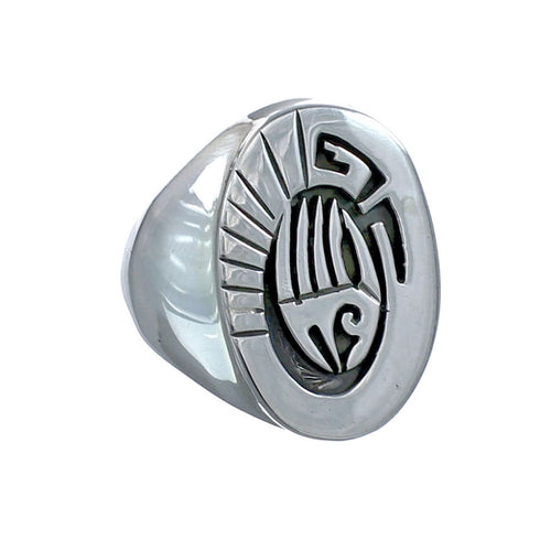 Native American Sterling Silver Water Wave Bear Paw Ring Size 9-3/4 AX127706
