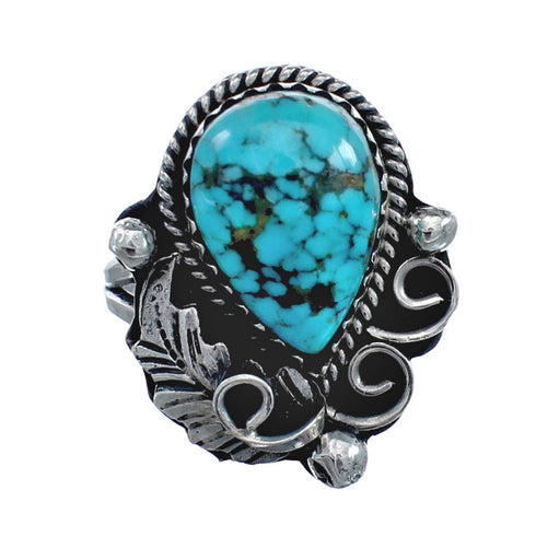 Turquoise Sterling Silver Navajo Leaf Ring Size 6-1/4 AX127733