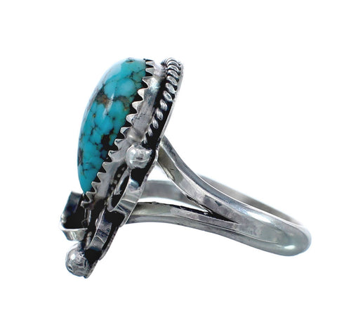 Turquoise Sterling Silver Navajo Leaf Ring Size 6-1/4 AX127733