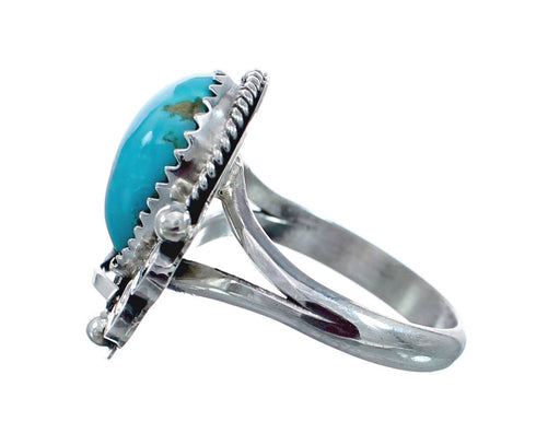 Turquoise Sterling Silver Navajo Leaf Ring Size 7-3/4 AX127734