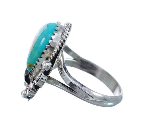 Turquoise Sterling Silver Navajo Leaf Ring Size 7-1/4 AX127758