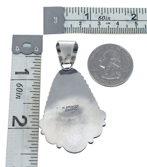 Authentic Sterling Silver Kingman Turquoise Navajo Pendant AX127925
