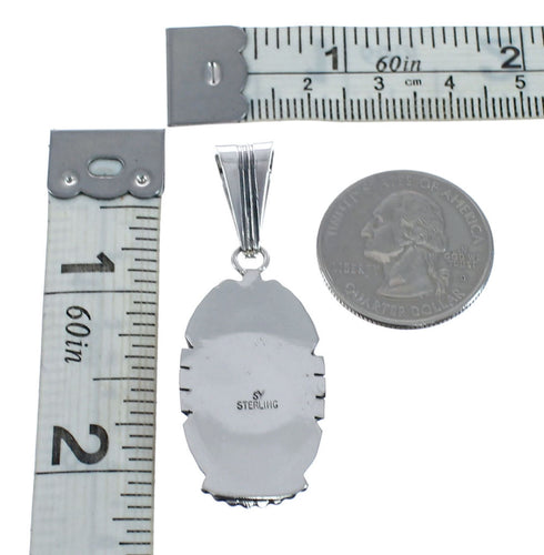 Turquoise Authentic Twisted Sterling Silver Navajo Pendant AX127942