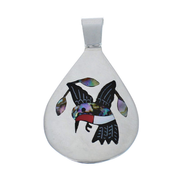 Hummingbird Multicolor Authentic Sterling Silver Zuni Pendant AX127957
