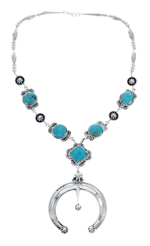 Navajo Naja Turquoise Authetnic Sterling Silver Link Necklace AX127951