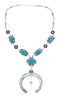Navajo Naja Turquoise Authetnic Sterling Silver Link Necklace AX127951