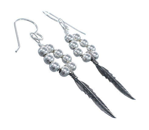 Native American Sterling Silver Feather Hook Dangle Earrings AX128000