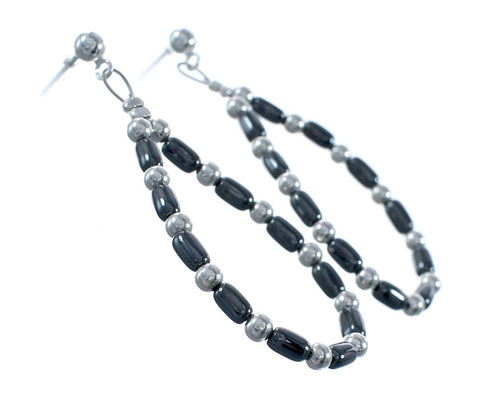 Sterling Silver Hematite Bead Post Dangle Earrings AX128087