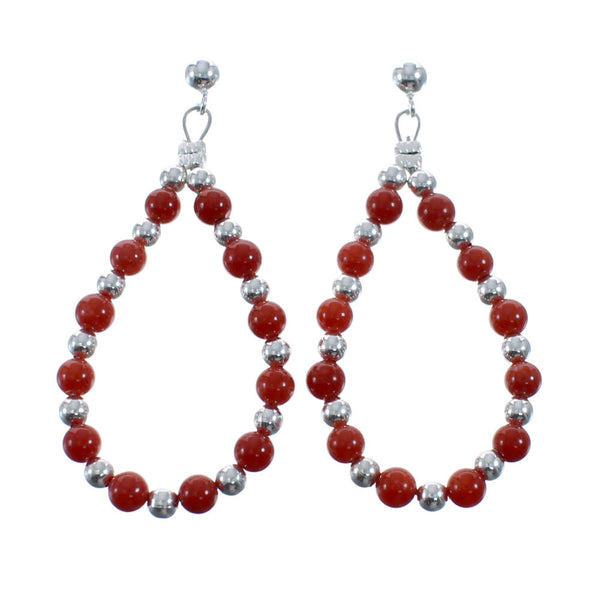 Sterling Silver Coral Bead Post Dangle Earrings AX128080