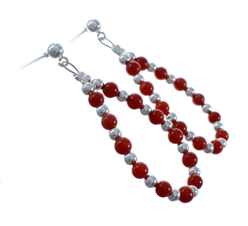Sterling Silver Coral Bead Post Dangle Earrings AX128080