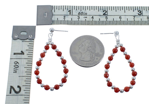 Sterling Silver Coral Bead Post Dangle Earrings AX128080