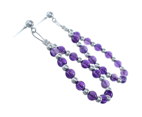 Sterling Silver Amethyst Bead Post Dangle Earrings AX128085