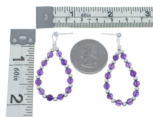 Sterling Silver Amethyst Bead Post Dangle Earrings AX128085