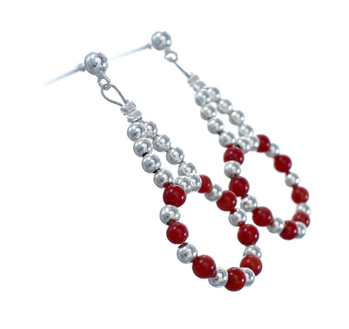 Sterling Silver Coral Bead Post Dangle Earrings AX128079