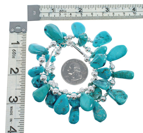 Turquoise Navajo Sterling Silver Bead Necklace AX128090