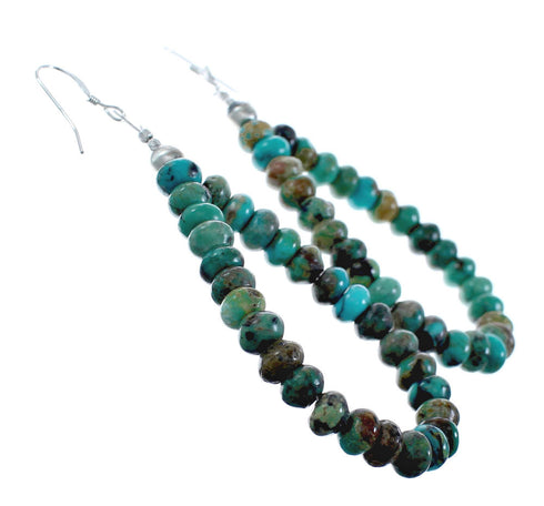 Turquoise And Sterling Silver Bead Hook Dangle Earrings AX128094