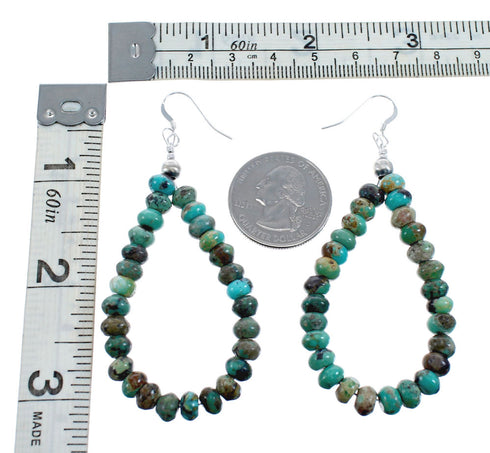 Turquoise And Sterling Silver Bead Hook Dangle Earrings AX128094