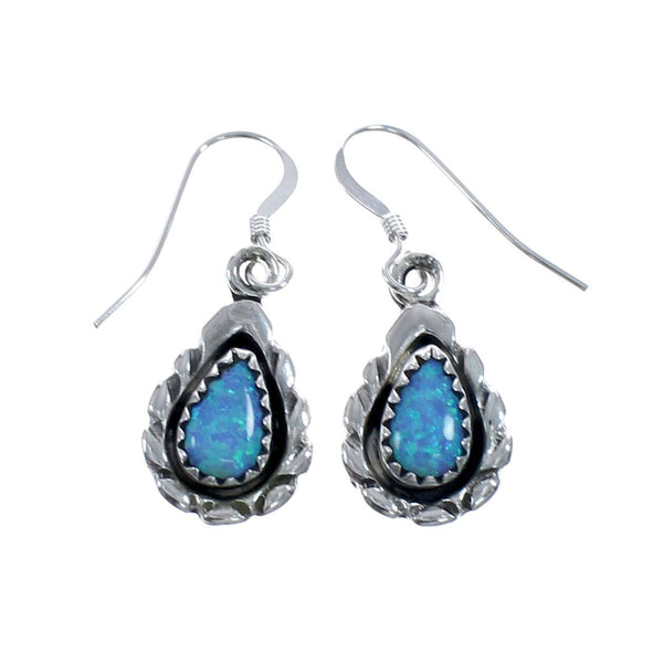 Sterling Silver Blue Opal Navajo Dangle Earring AX128175