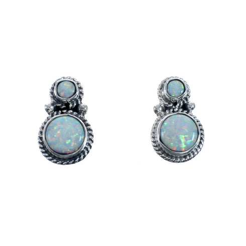 Native American Navajo Sterling Silver Opal Post Earring JX128402