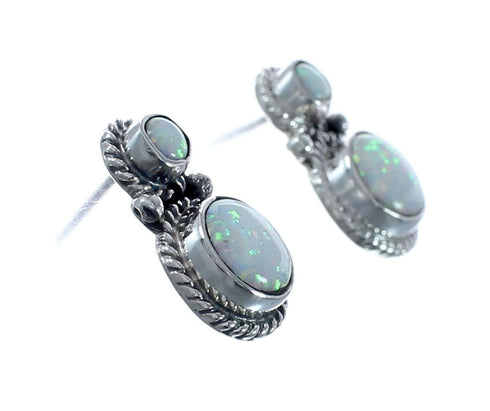 Native American Navajo Sterling Silver Opal Post Earring JX128402