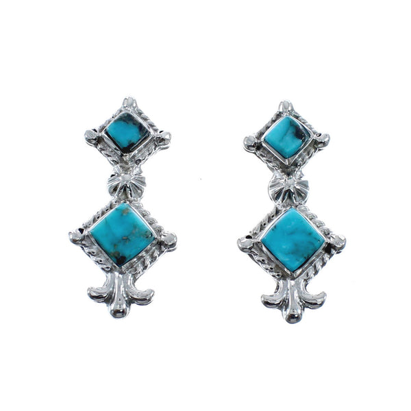 Native American Sterling Silver Turquoise Post Earrings JX128446
