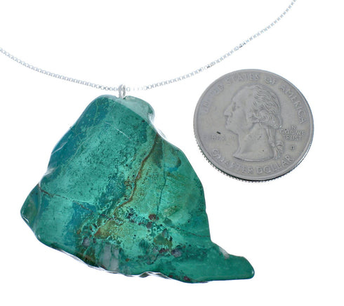 Sterling Silver Chrysocolla 16" Italian Box Chain Necklace AX128234