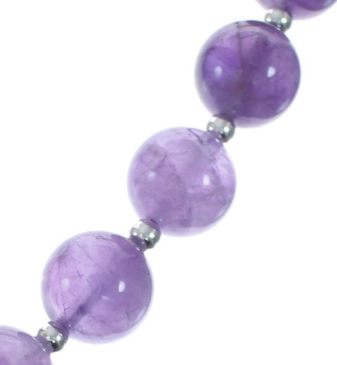 Native American Amethyst Bead Sterling Silver Necklace AX128212