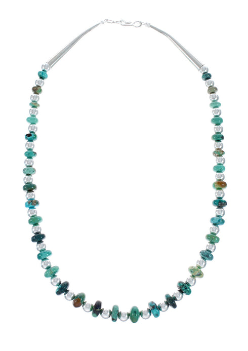 Native American Turquoise Sterling Silver Bead Necklace AX128206