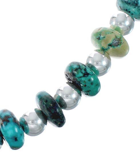 Native American Turquoise Sterling Silver Bead Necklace AX128206