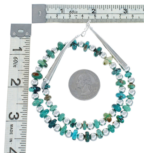 Native American Turquoise Sterling Silver Bead Necklace AX128206