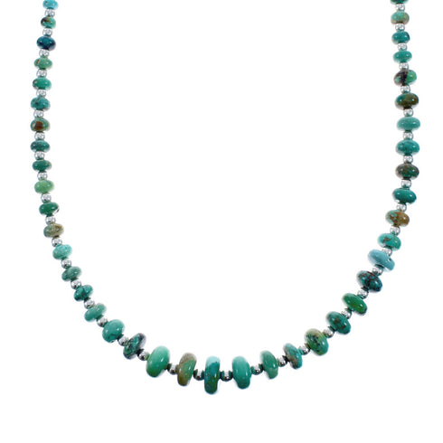Native American Turquoise Sterling Silver Bead Necklace AX128204