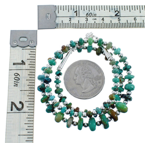 Native American Turquoise Sterling Silver Bead Necklace AX128204