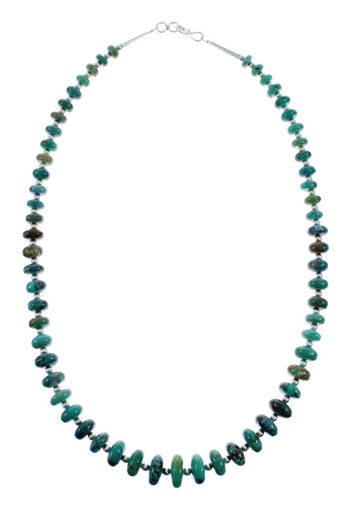 Native American Turquoise Sterling Silver Bead Necklace AX128205