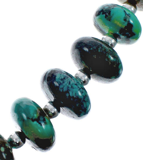 Native American Turquoise Sterling Silver Bead Necklace AX128205