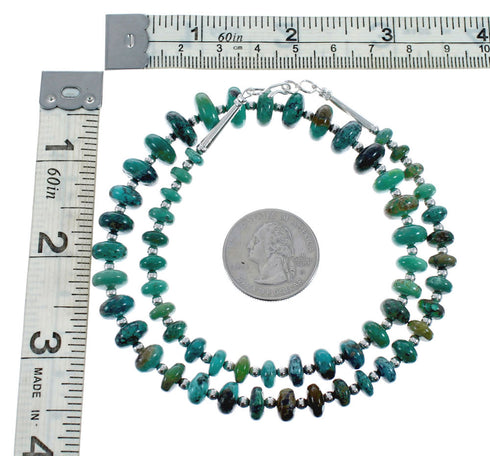 Native American Turquoise Sterling Silver Bead Necklace AX128205