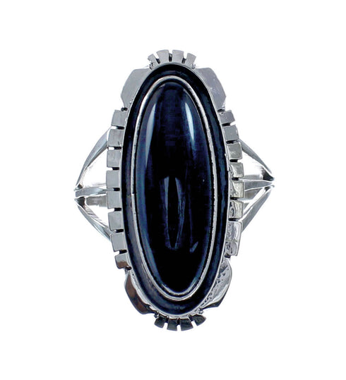 Native American Onyx Sterling Silver Ring Size 9-1/4 AX128256
