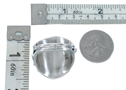 Authentic Sterling Silver Bear Turquoise Navajo Ring Size 14-1/4 AX128292