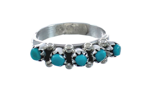 Genuine Sterling Silver Zuni Turquoise Ring Size 6-1/4 AX128297