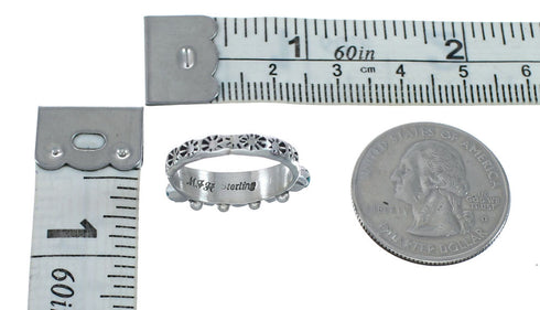 Genuine Sterling Silver Zuni Turquoise Ring Size 6-1/2 AX128298