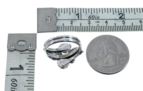 Navajo Coral Authentic Sterling Silver Leaf Ring Size 7-3/4 AX128268