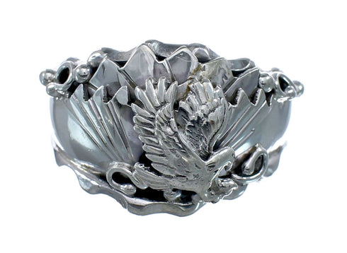 Navajo Authentic Sterling Silver Eagle Ring Size 13 AX128284