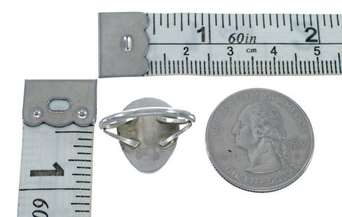 Native American Genuine Sterling Silver Turquoise Bear Paw Ring Size 7-1/4 AX128312