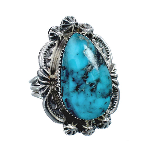 Sterling Silver Turquoise American Indian Ring Size Size 6 AX128364