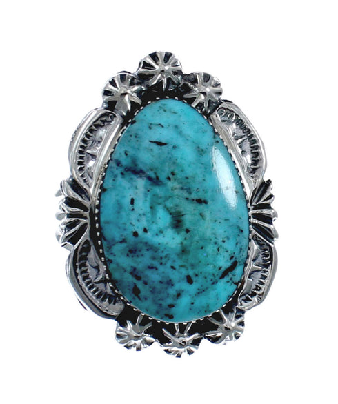 Sterling Silver Turquoise American Indian Ring Size Size 6-1/4 AX128365