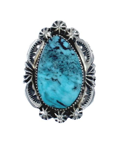Sterling Silver Turquoise American Indian Ring Size Size 7-3/4 AX128367
