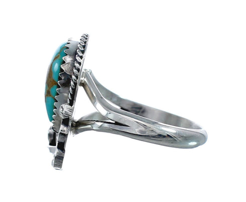 Turquoise Sterling Silver Navajo Leaf Ring Size 8-1/4 AX128369
