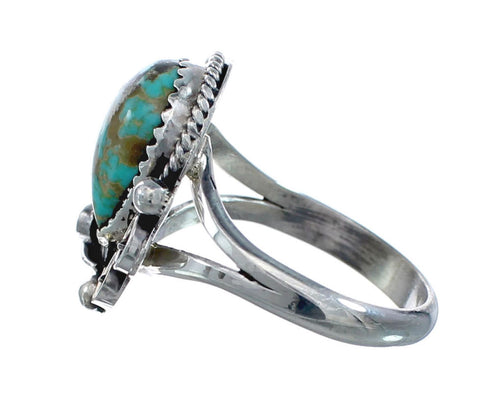 Turquoise Sterling Silver Navajo Leaf Ring Size 8 AX128370