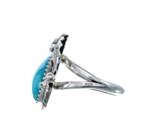 Turquoise Sterling Silver Navajo Leaf Ring Size 6-3/4 AX128371